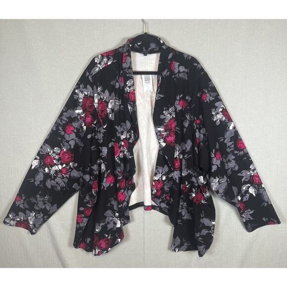Torrid Size 6 6X Ponte Knit Flare Open Front Blazer Cardigan Floral NEW Classic - Picture 4 of 12